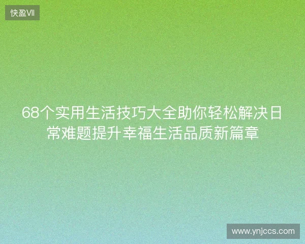68个实用生活技巧大全助你轻松解决日常难题提升幸福生活品质新篇章
