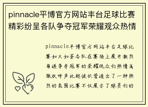 pinnacle平博官方网站丰台足球比赛精彩纷呈各队争夺冠军荣耀观众热情高涨